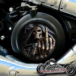 2025+ Indian Motorcycles Scout Custom Derby Cover - Middle Finger Reaper