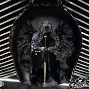 Harley Davidson Custom Made COWBELL HORN COVER- for Big Twin, Twin Cam, Milwaukee Eight, Sportster - Dark Angel Reaper