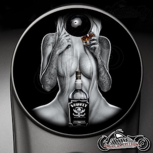 Harley Davidson Custom Made Fuel Console Door 2008+ Ultra, Street Glide, Road Glide, Electra, CVO, Tri Glide - Whiskey Babe