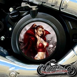 2025+ Indian Motorcycles Scout Custom Derby Cover - Red Sexy Witch