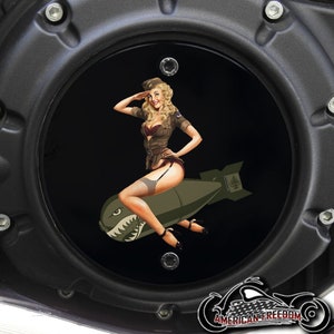 Indian Motorcycles 2015-2024 Scout Custom Derby Cover - Woman Pin Up Bomber