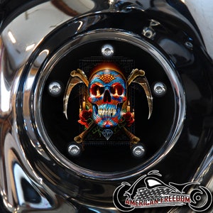 Harley Davidson Custom Made Timing / Points Cover - For all Big Twin, Twin Cam, Milwaukee 8 & Sportster Models -day of the dead skull
