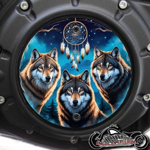 Indian Motorcycles 2015-2024 Scout Custom Derby Cover - Dreamcatcher Wolves