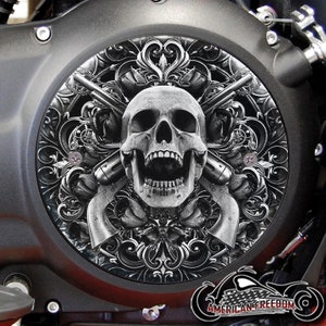 Victory Motorcycles Custom Derby Cover - Grayscale Skull