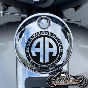 Harley Davidson CHROME Custom Made Touring Center Fuel Door - 82nd Airborne Black