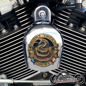 Harley Davidson CHROME Custom Made Horn Cover - Don&#39;t Tread On Me