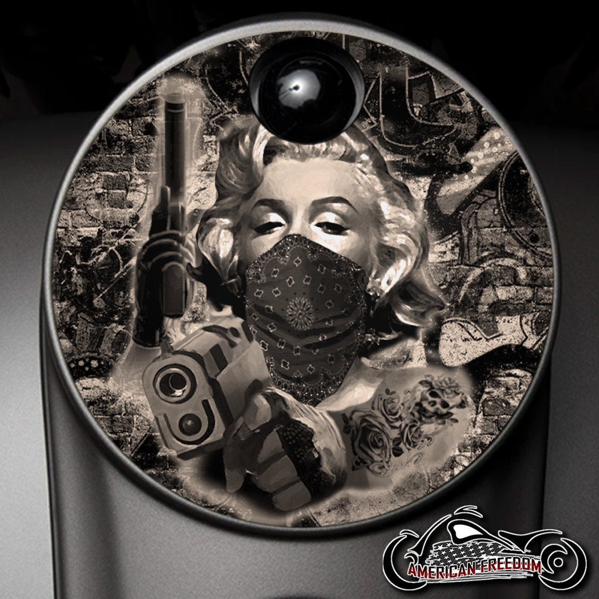Harley Davidson Custom Made Fuel Console Door 2008-2024 Touring Marilyn Sepia Tone