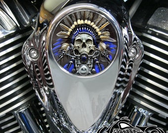 Indian Motorcycles Thunder Stroke Horn Coil Insert - Indian Skull Blue
