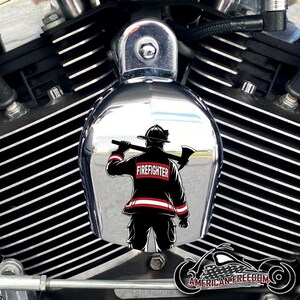 Harley Davidson CHROME Custom Made Horn Cover - Firefighter Silhouette Chrome