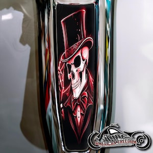 Harley Davidson Custom Made Dash Insert for 2024+ Street Glide & Road Glide Standard - Top Hat Skull Red