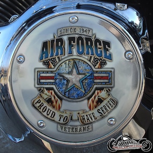 Harley Davidson CHROME Custom Made Derby Cover (Twin Cam & Touring, Milwaukee 8 Models) - Air Force Chrome