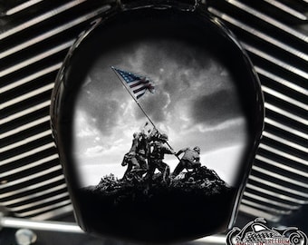 Harley Davidson Custom Made COWBELL HORN COVER- for Big Twin, Twin Cam, Milwaukee Eight, Sportster....Iwo Jima