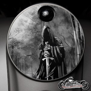 Harley Davidson Custom Made Fuel Console Door 2008+ Ultra, Street Glide, Road Glide, Electra, CVO, Tri glide - Grayscale Reaper