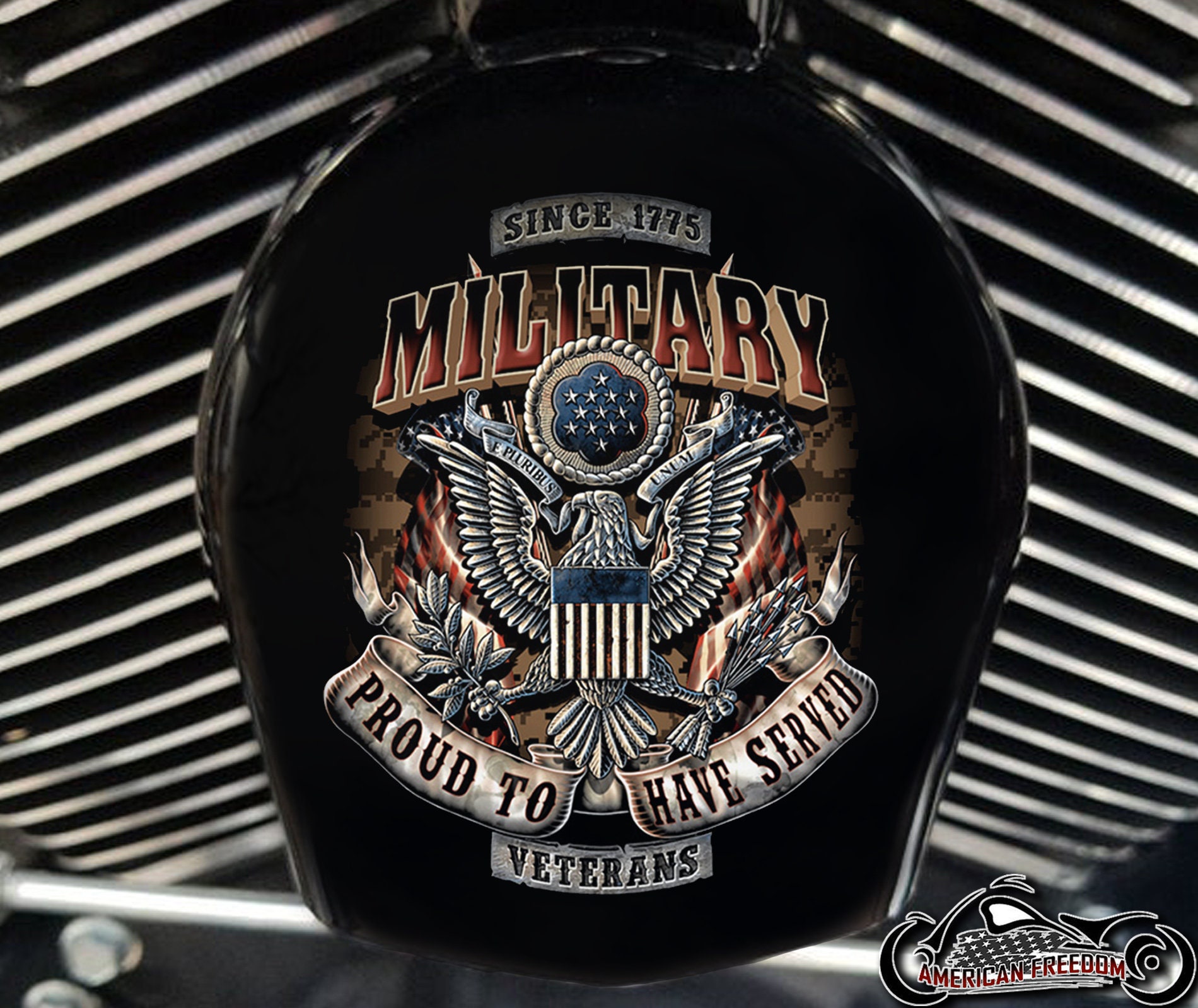 Harley Davidson Custom Made COWBELL HORN COVER for Big Twin Twin Cam Milwaukee Eight Sportster Military Veterans