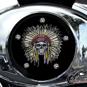 Harley Davidson Custom Made V Twin Cam Air Cleaner Insert & Mounting Kit - Chief Skull