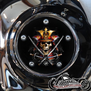 Harley Davidson Custom Made Timing / Points Cover - For all Big Twin, Twin Cam, Milwaukee 8 & Sportster Models -samurai warrior skull