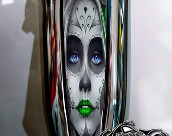 Inserto para tablero de instrumentos Harley Davidson hecho a medida para Street Glide y Road Glide Standard 2024+ - Verde Calavera de Azúcar