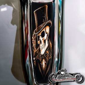 Harley Davidson Custom Made Dash Insert for 2024+ Street Glide & Road Glide Standard - Top Hat Skull Orange