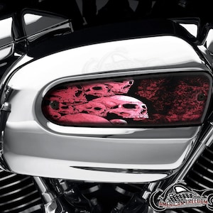 Harley Davidson Custom Made Aluminum Touring Wedge Air Cleaner Insert and Mounting Kit - 107 & 114 Milwaukee 8 - Pink Skull Pile
