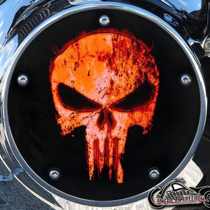 Harley Davidson Custom Made Derby Cover or Timing cover (Your choice) Big Twin, Twin Cam, Milwaukee 8 & Sportster - Orange Punisher