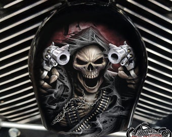 Harley Davidson Custom Made COWBELL HORN COVER- for Big Twin, Twin Cam, Milwaukee Eight, Sportster....Gunfighter