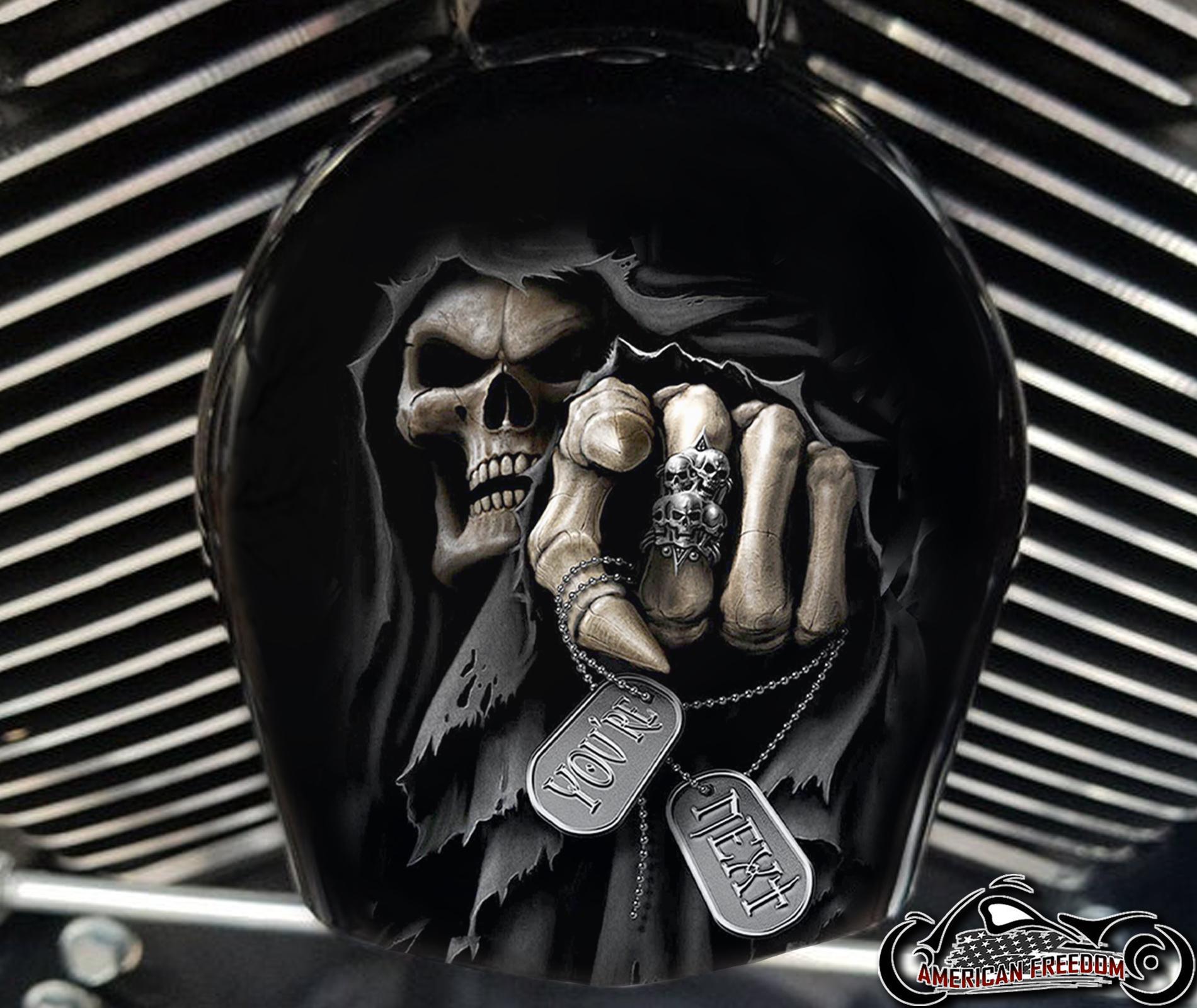 HARLEY DAVIDSON スカルバングル　レザーカバー Harley Davidson Custom Made COWBELL HORN COVER- for Big Twin, Twin