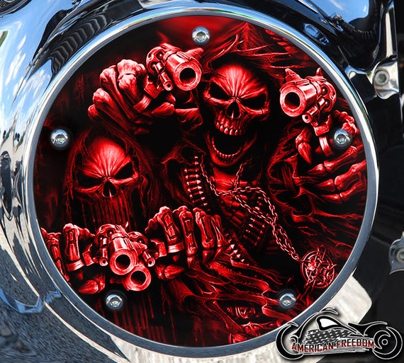 Harley Davidson Custom Made Derby Cover or Timing cover Your choice Big  Twin, Twin Cam, Milwaukee Sportster Gunfighter Reapers red