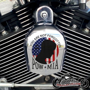 Harley Davidson CHROME Custom Made Horn Cover - POW MIA Flag