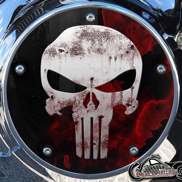 Harley Davidson Custom Made Derby Cover or Timing cover (Your choice) Twin Cam, Milwaukee Eight, Sportster - Punisher Skull