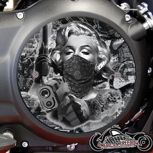 Victory Motorcycles Custom Derby Cover - Grayscale Marilyn