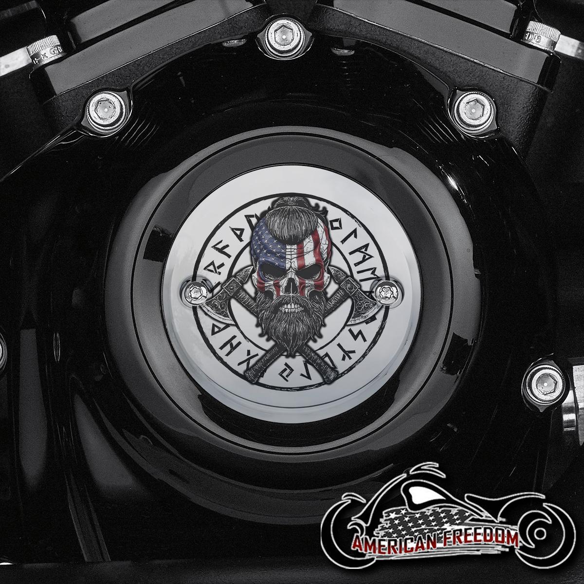 Harley Davidson CHROME Custom Made Timing / Points Covers - Flag