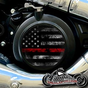 2025+ Indian Motorcycles Scout Custom Derby Cover - (Thin Red Line) TRL Distressed Flag