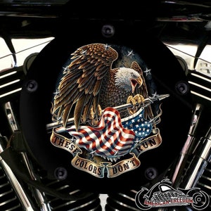 Harley Davidson Custom High Flow Round Air Cleaner Cover & Mounting Kit - Colors Don&#39;t Run