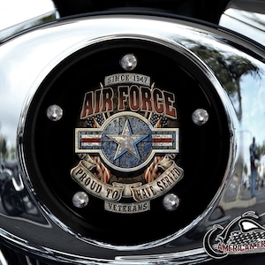 Harley Davidson Custom Made V Twin Cam Air Cleaner Insert & Mounting Kit - Proud Air Force