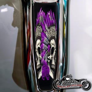 Harley Davidson Custom Made Dash Insert for 2024+ Street Glide & Road Glide Standard - Indian Rose Skull Purple