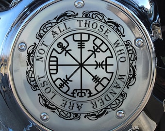 Harley Davidson CHROME Custom Made Derby Cover (Twin Cam, Big Twin, Sportster, Touring & Softail) - All Those Who Wander Vegvisir