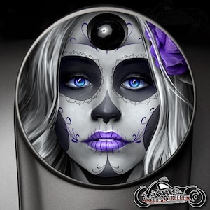 Harley Davidson Custom Made Fuel Console Door 2008+ Ultra,Street Glide,Road Glide,Electra,CVO, Tri glide - Sugar Skull Purple