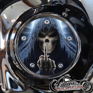 Harley Davidson Custom Made Timing / Points Cover - For all Big Twin, Twin Cam, Milwaukee 8 & Sportster Models - Close Up Reaper MF