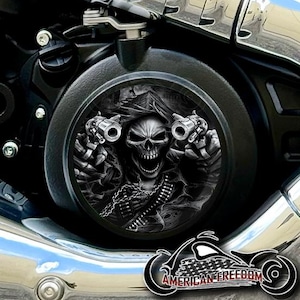 2025+ Indian Motorcycles Scout Custom Derby Cover - Gunfighter Reaper BW