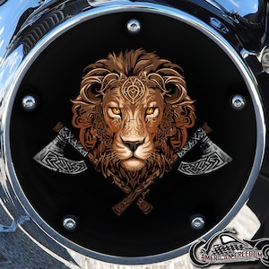 Harley Davidson Custom Made Derby Abdeckung oder Timing Abdeckung (Ihre Wahl) Big Twin, Twin Cam Milwaukee 8 & Sportster - Lion Axes