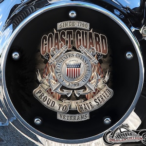 Harley Davidson Custom Made Derby Abdeckung oder Timing Abdeckung (Ihre Wahl) Für alle Big Twin,Twin Cam,Milwaukee 8 & Sportster COAST GUARD Military