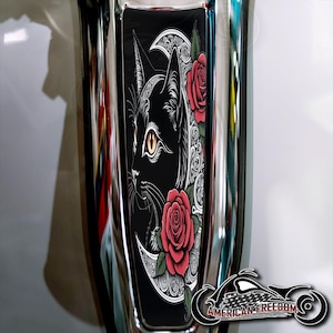 Harley Davidson Custom Made Dash Insert for 2024+ Street Glide & Road Glide Standard - Cat Rose Moon