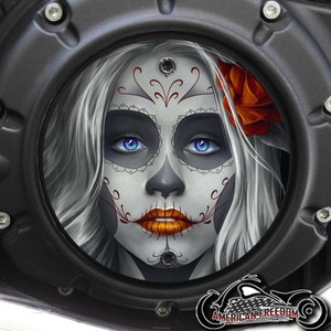 Indian Motorcycles 2015-2024 Scout Custom Derby Cover - Sugar Skull Orange