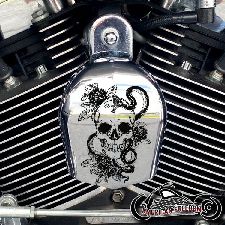 Harley Davidson CHROME Custom Made Horn Cover - Snake & Skull - Etsy