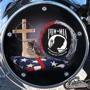 Harley Davidson Custom Made Derby Cover lub osłona rozrządu (Twój wybór) Do wszystkich Big Twin, Twin Cam, Milwaukee 8 i Sportster- POW MIA