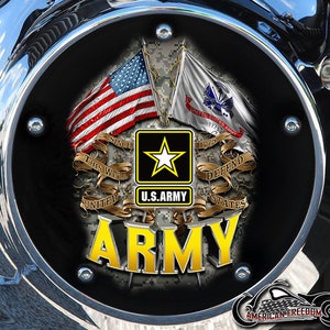 Harley Davidson Custom Made Derby Deckel oder Steuerdeckel (Ihre Wahl) Für alle Big Twin, Twin Cam, Milwaukee 8 & Sportster - Army