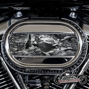 Harley Davidson Custom Made M8 Ventilator Aluminum Air Cleaner Insert - 114 & 117 Milwaukee 8 - Grayscale Marilyn