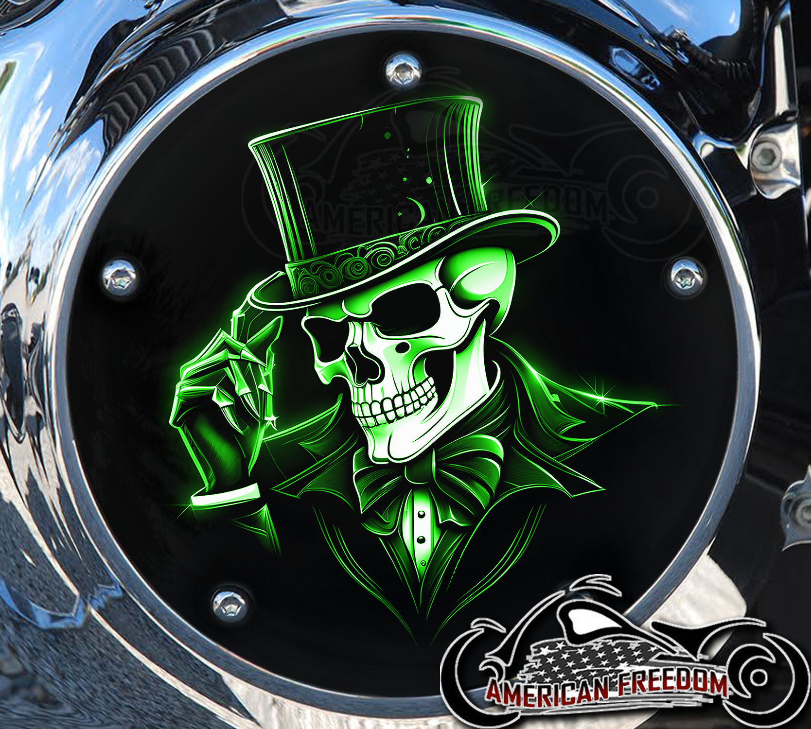 Harley Davidson Custom Made Derby Cover or Timing Cover (your Choice) for  Big Twin, Twin Cam, Milwaukee 8 \u0026 Sportster - Top Hat Skull Green - Etsy, image size:1668x1500