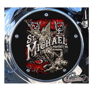 Harley Davidson Custom Made Derby Cover o Cover distribuzione (a tua scelta) Per tutti i Big Twin, Twin Cam, Milwaukee 8 e Sportster Saint ST Michael