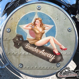 Harley Davidson Custom Made Derby Cover or Timing cover (Your choice) For all Big Twin, Twin Cam, Milwaukee 8 & Sportster-Bombs Away -Pin Up